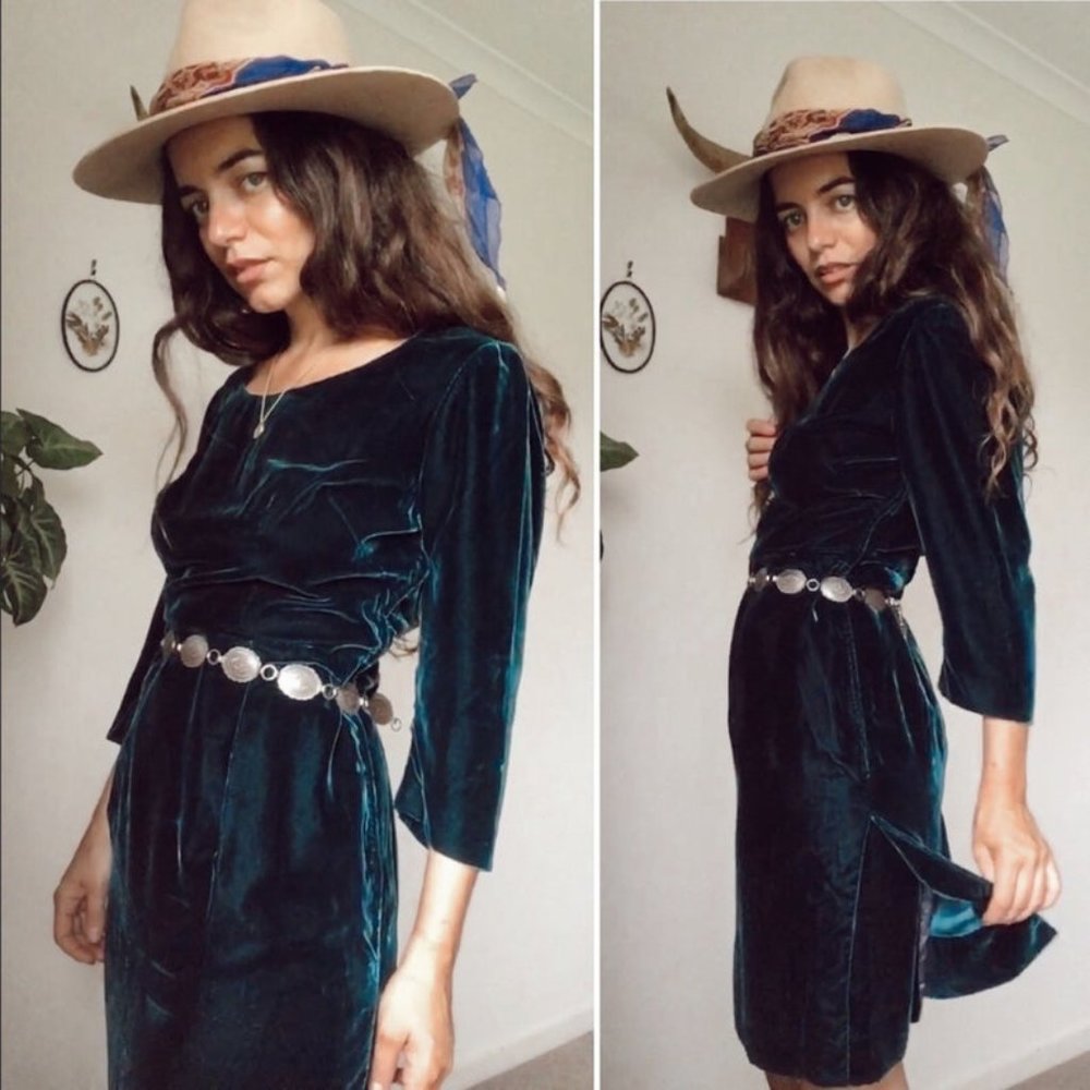 Vintage 1930s Silk Velvet Cocktail Dress